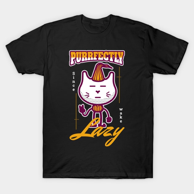 cute cat lazy purrfectly lazy T-Shirt by Matadesain merch